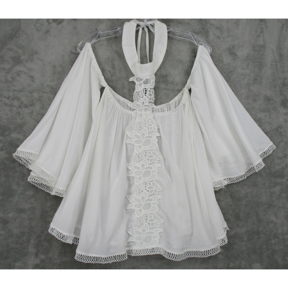 Union of Angels Blouse XS‎ Bohemian Off Shoulder Bell Sleeve Lace Romantic White
